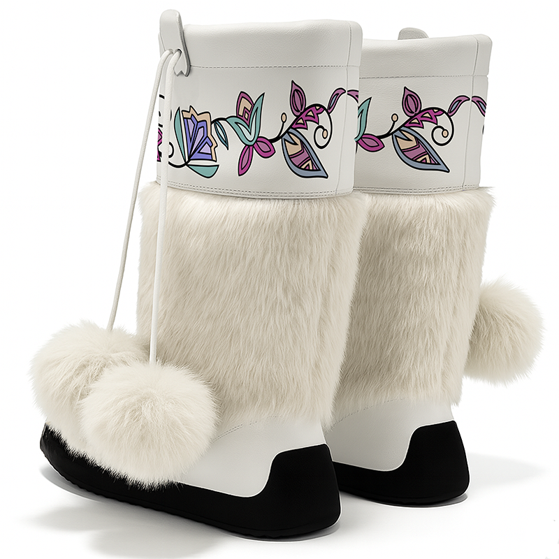 Moonlit Frost Real Leather MocLux Calf with Fur