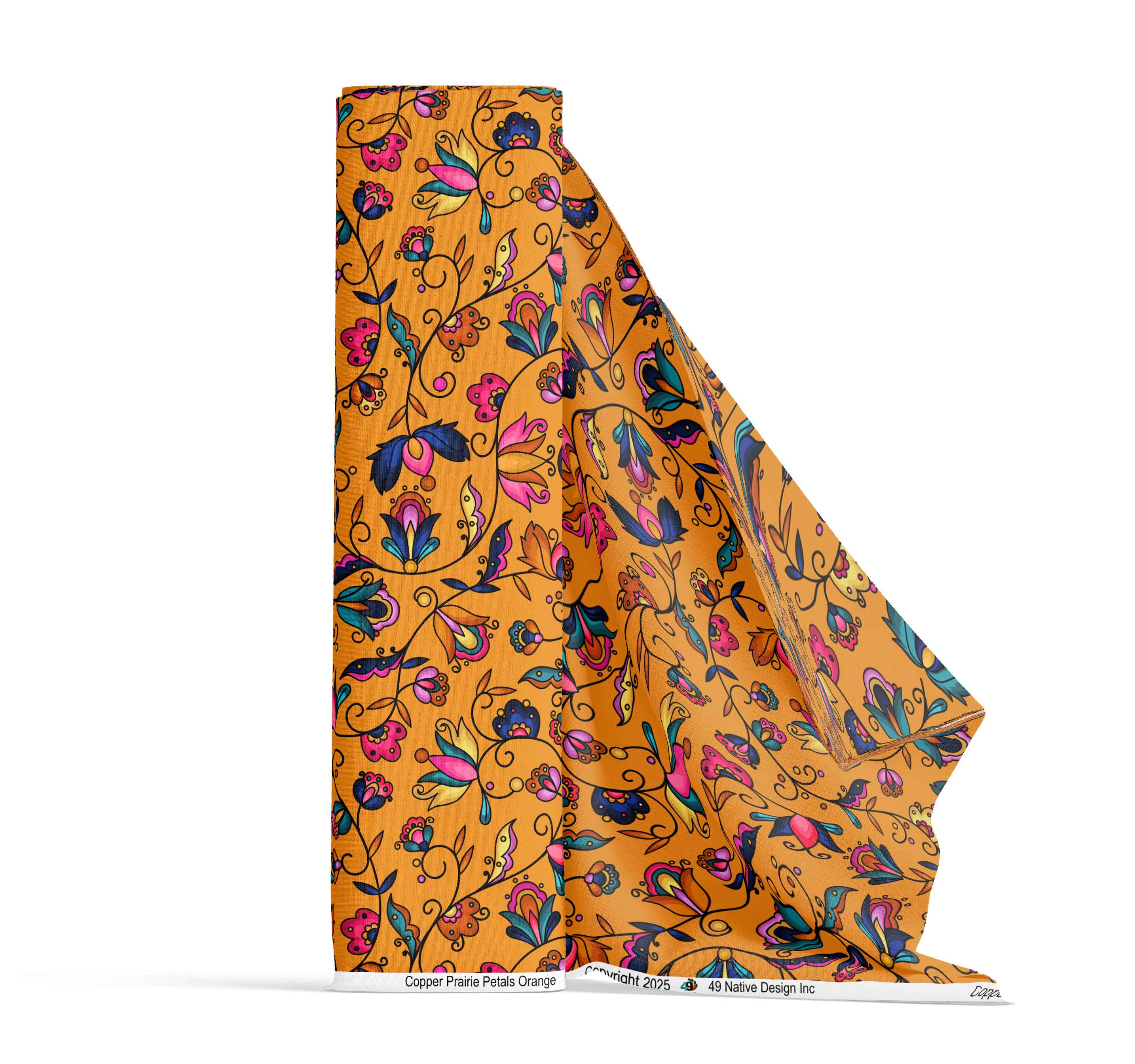 Copper Prairie Petals Orange Cotton Poplin
