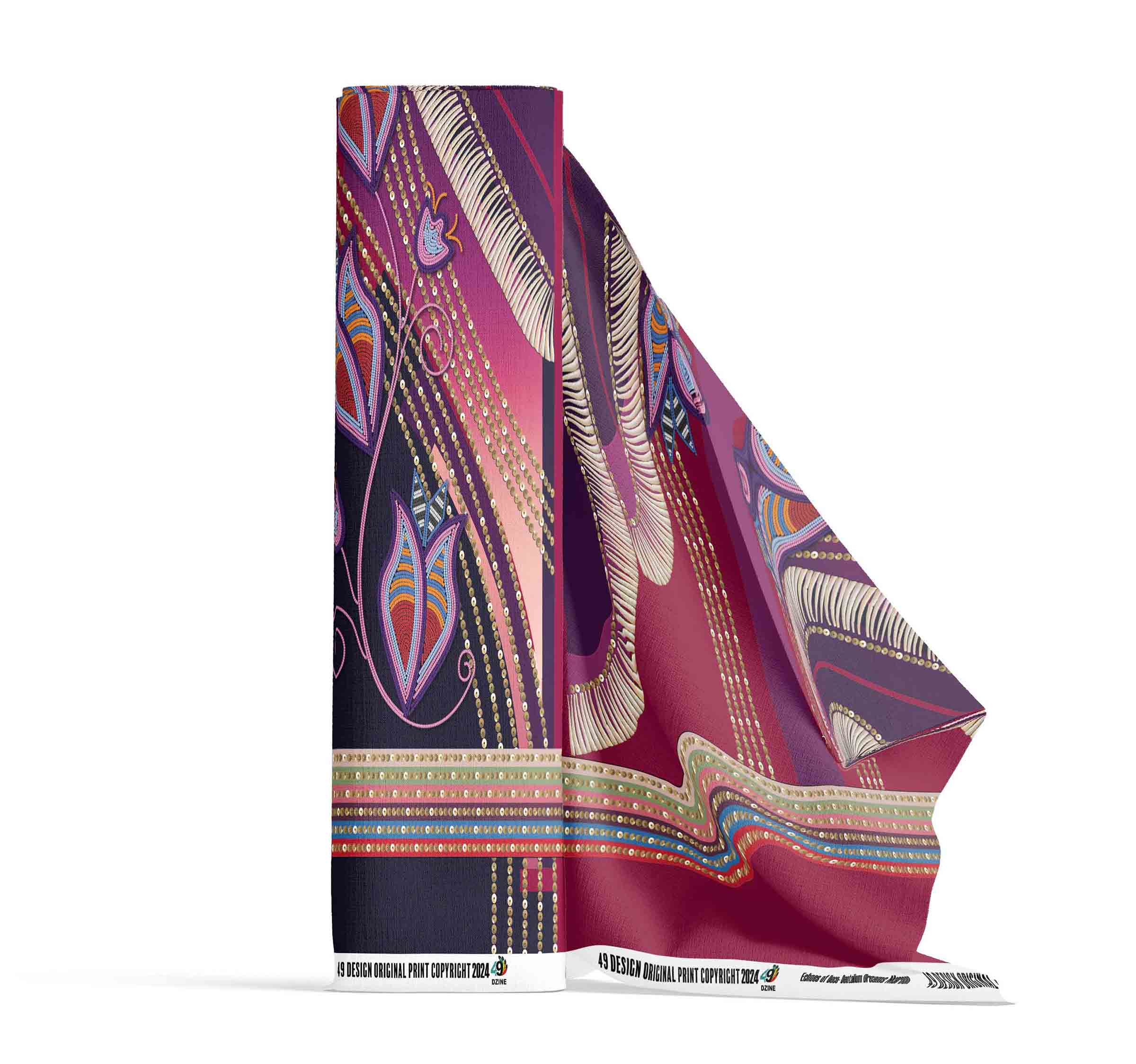 Dentalium Dreams Maroon Cotton Poplin