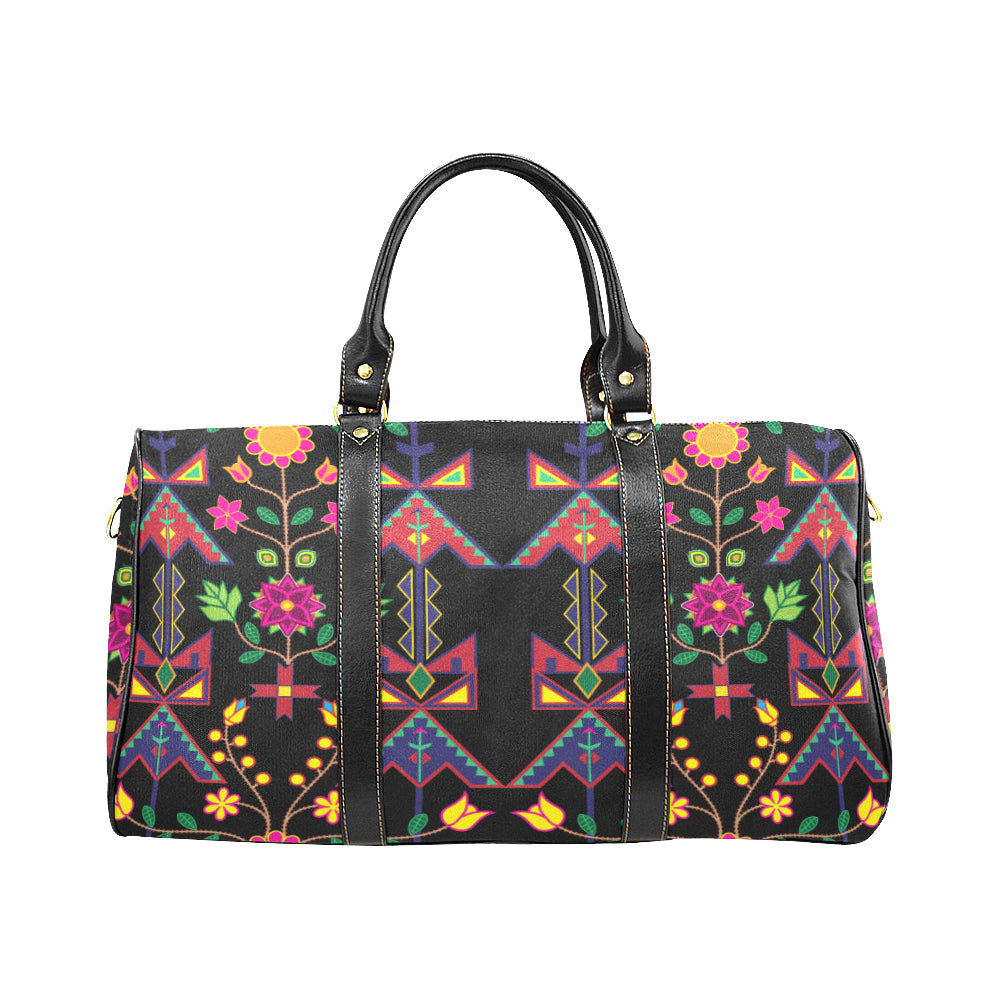Geometric Floral Spring-Black New Waterproof Travel Bag/Large (Model 1639)
