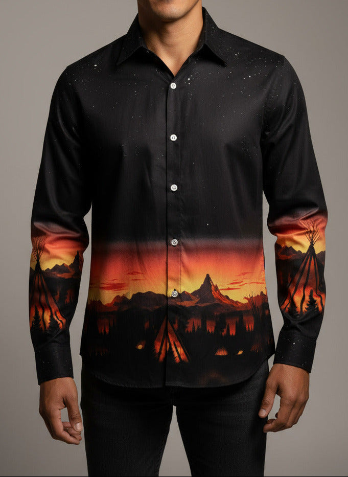Sunset Tipis Long Sleeve Dress Shirt