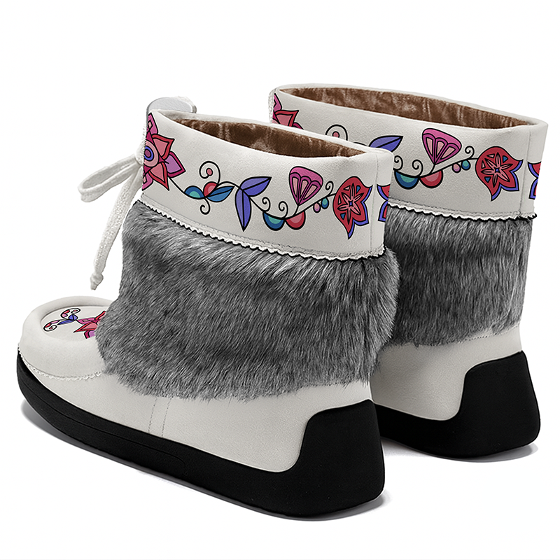 Frost Flower Circle Leather MocLux Ankle with Fur