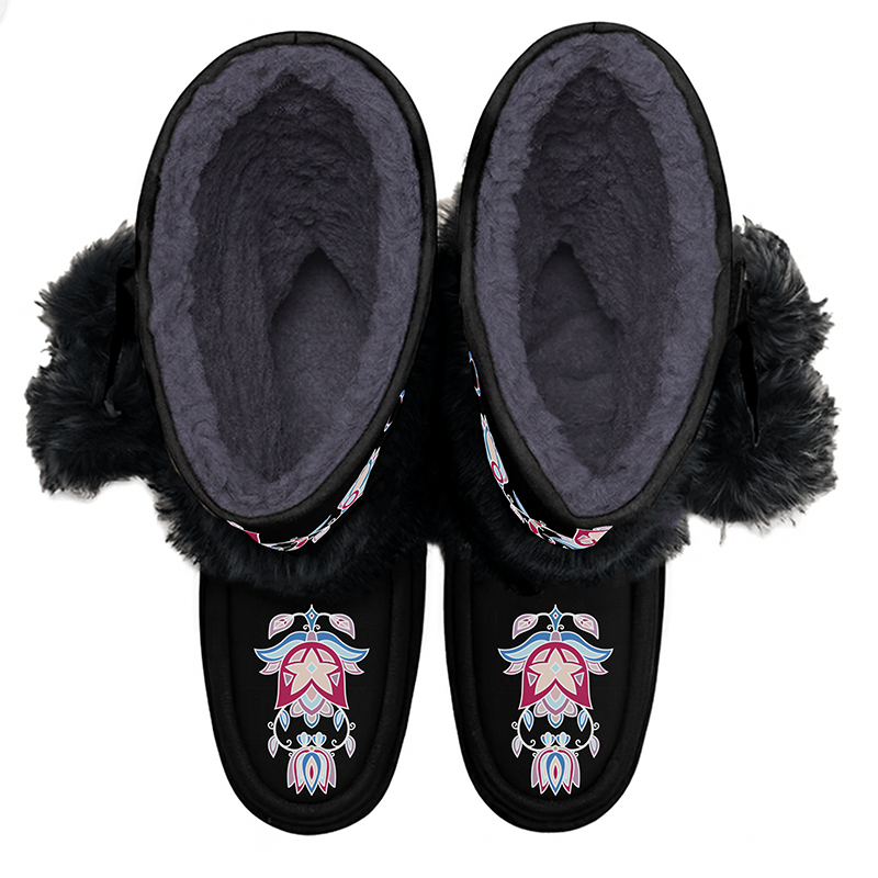 Northern Ember Real Black Leather MocLux Calf with Fur