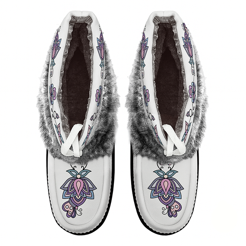 Snow Petal Spirit Leather MocLux Ankle with Fur
