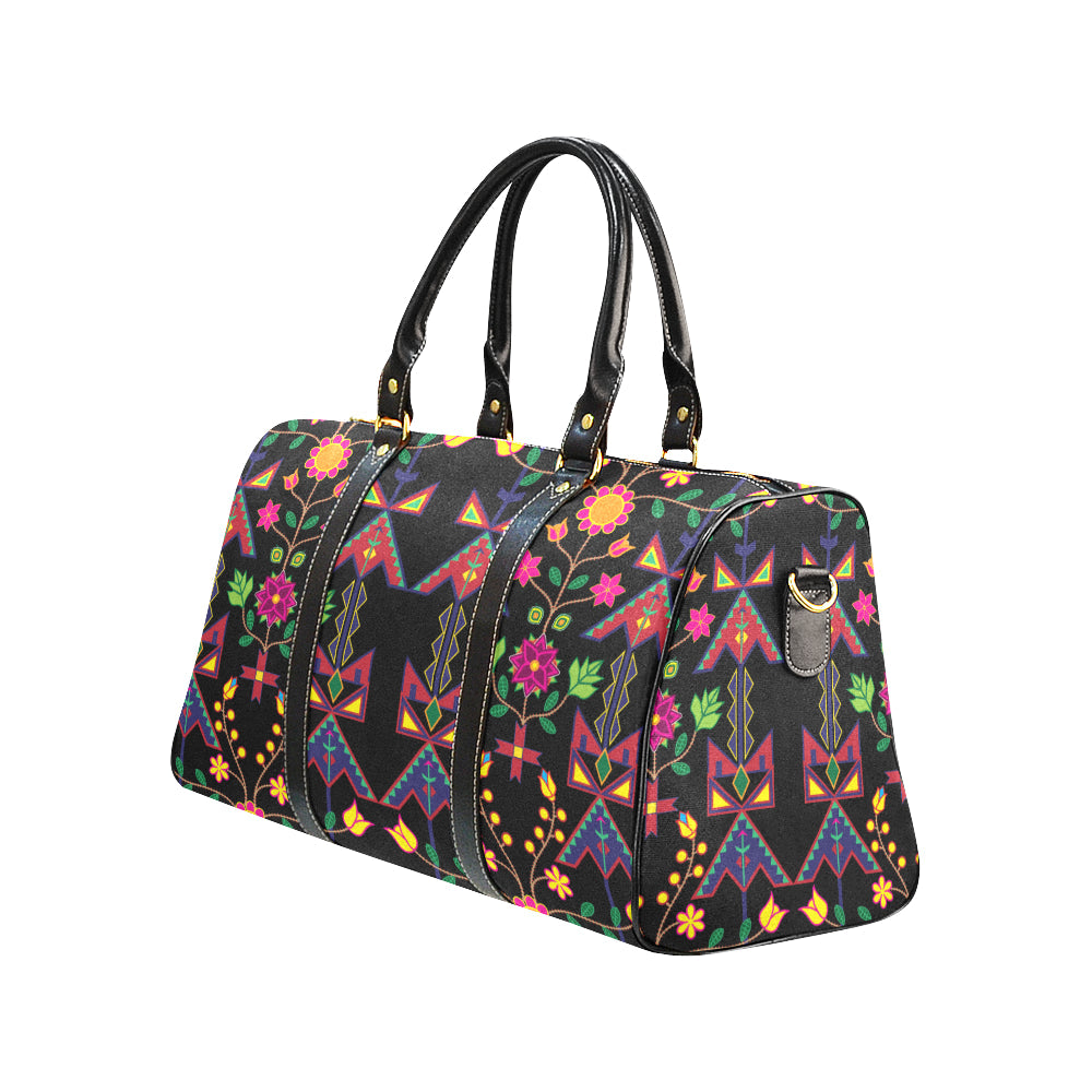 Geometric Floral Spring-Black New Waterproof Travel Bag/Large (Model 1639)