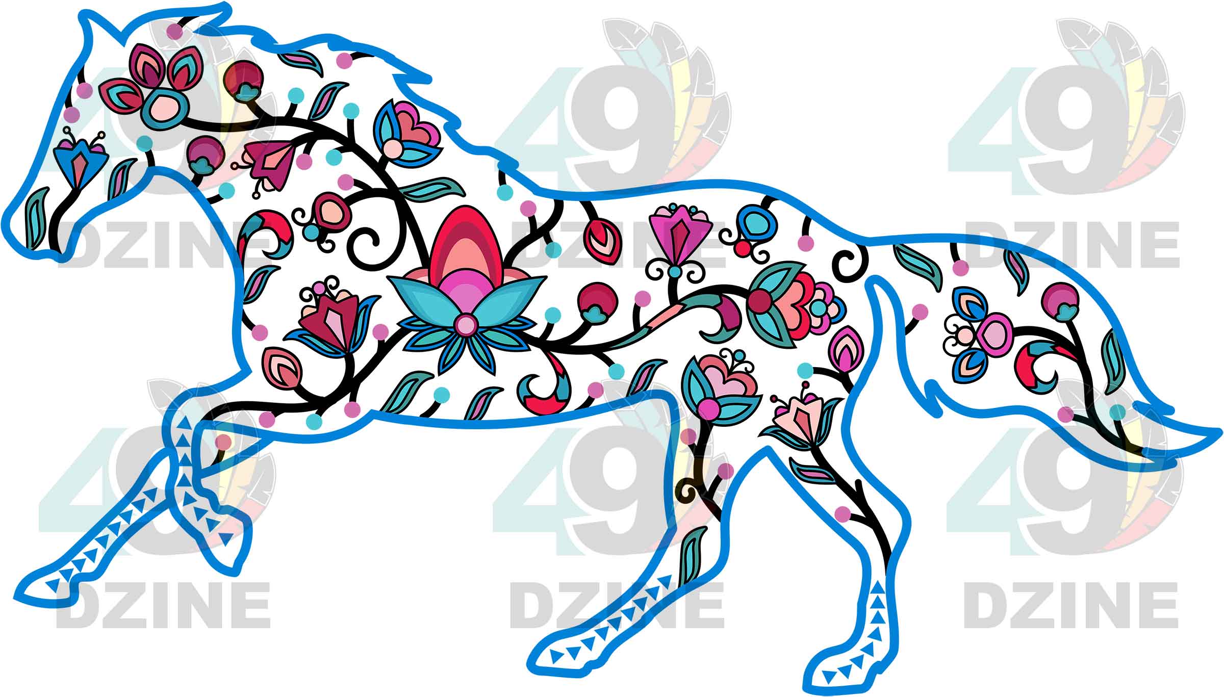 Horse Floral Animals 02 Various Sizes