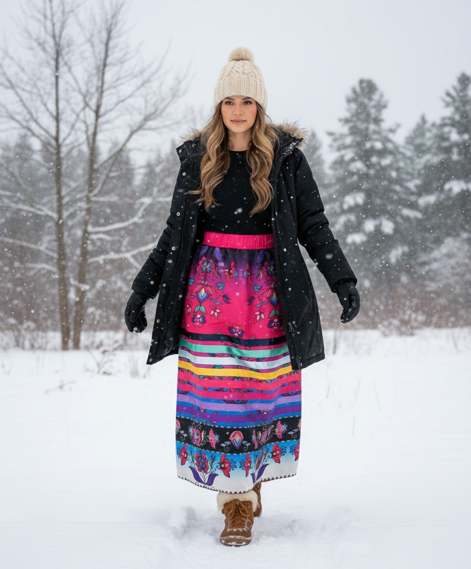 Radiant Blossom Ribbon Skirt with Pockets and Underskirt Lining