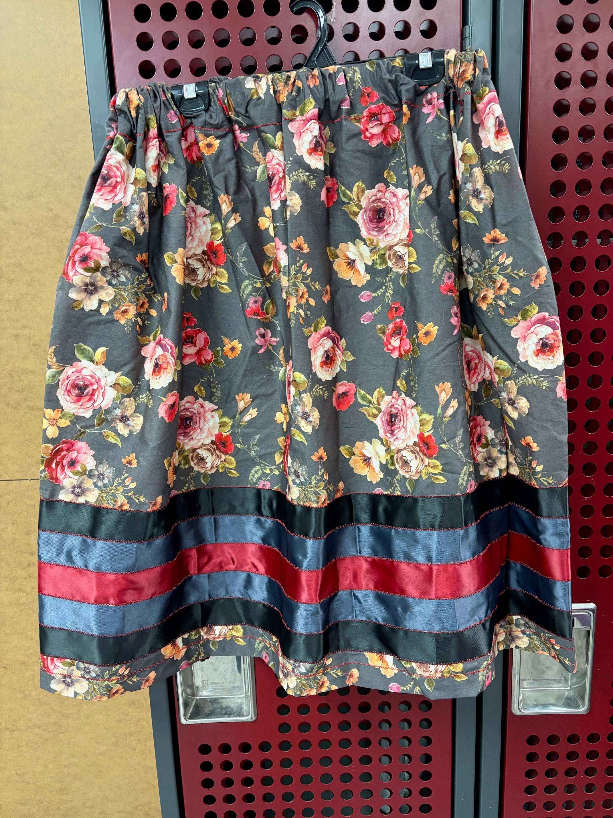 Handmade Black Floral Ribbon Skirt