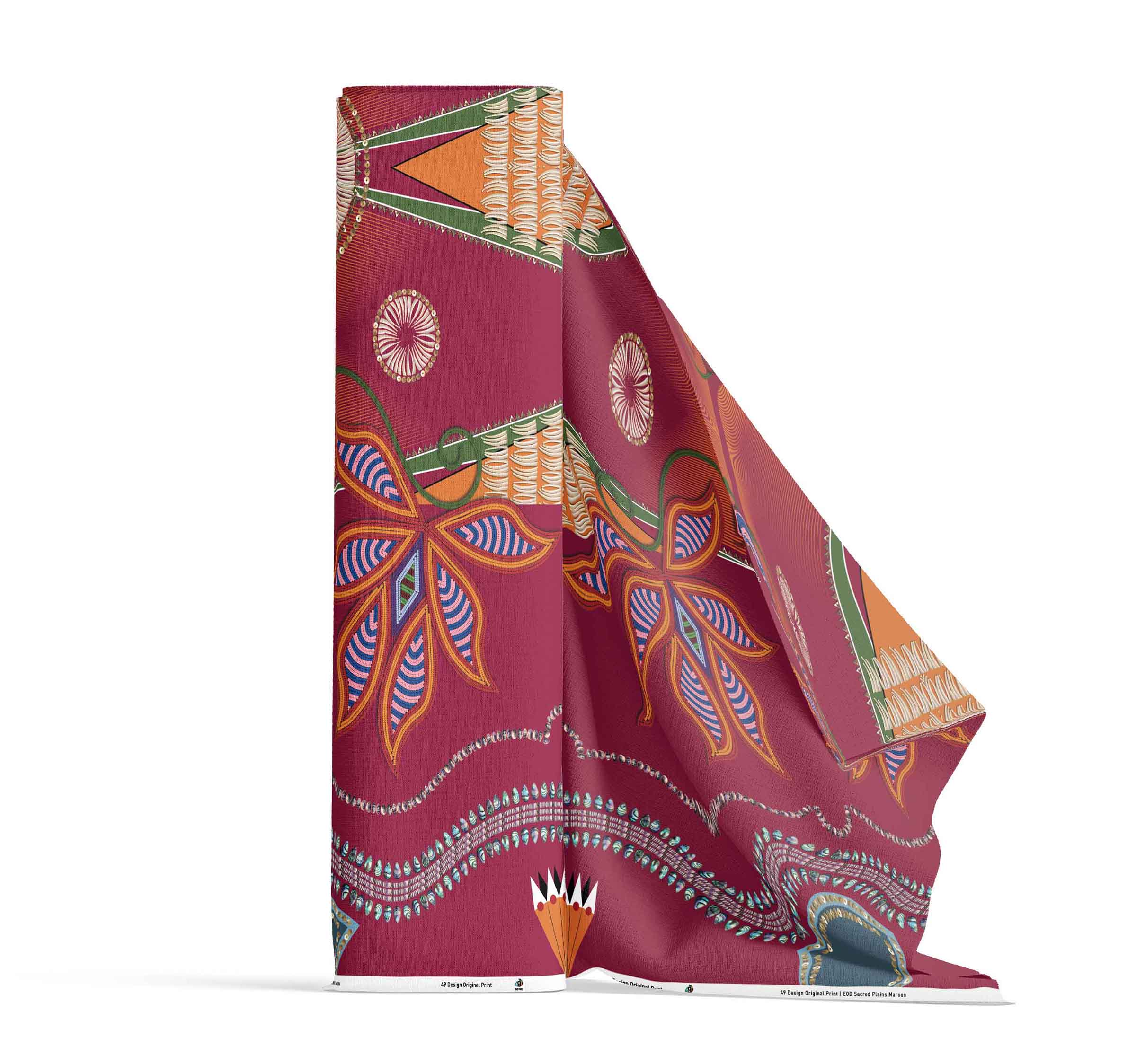 Sacred Plains Maroon Cotton Poplin