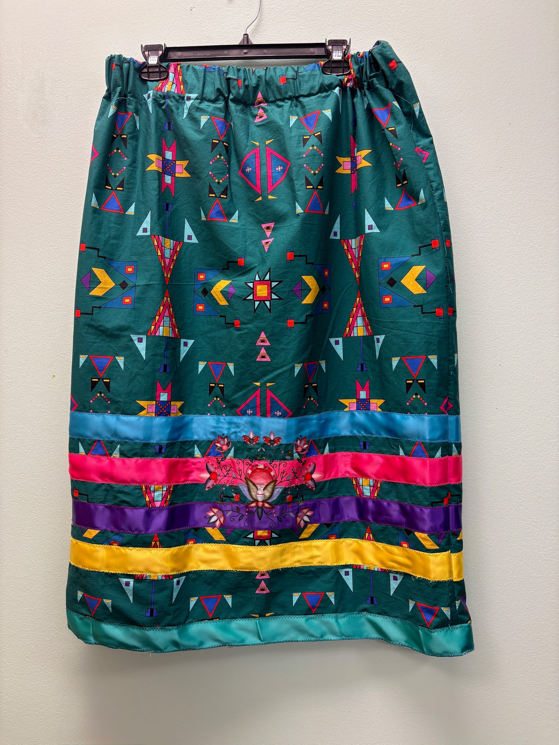 Geometric Teal Ribbon Skirt